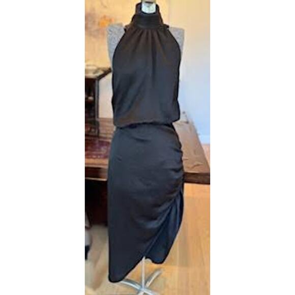 Veronica Beard Dress Sz 16 Women’s Black Silk Halter Asymmetrical Cocktail Gown - Picture 7 of 12